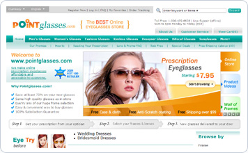 PointGlass眼睛在线购物网站网站设计案例